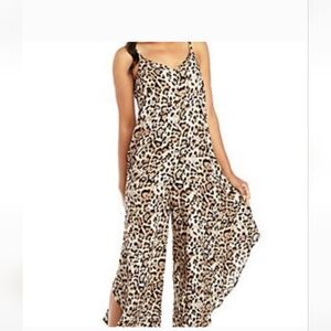 MSK JUMPSUIT CROPPED WIDE LEG LEOPARD SIZE S